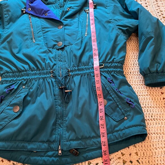Skiing Passport Innsbruck Vintage Teal Snow Skiing or Boarding Jacket Small - Picture 10 of 12